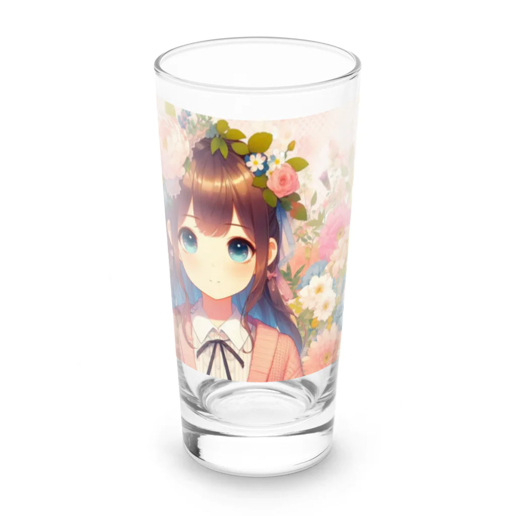 ピクセルパレットの可愛い女の子とお花10 Long Sized Water Glass :front