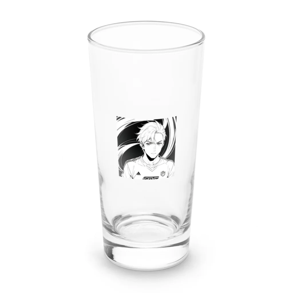 sports_thanksのイケメンサッカーイラスト Long Sized Water Glass :front