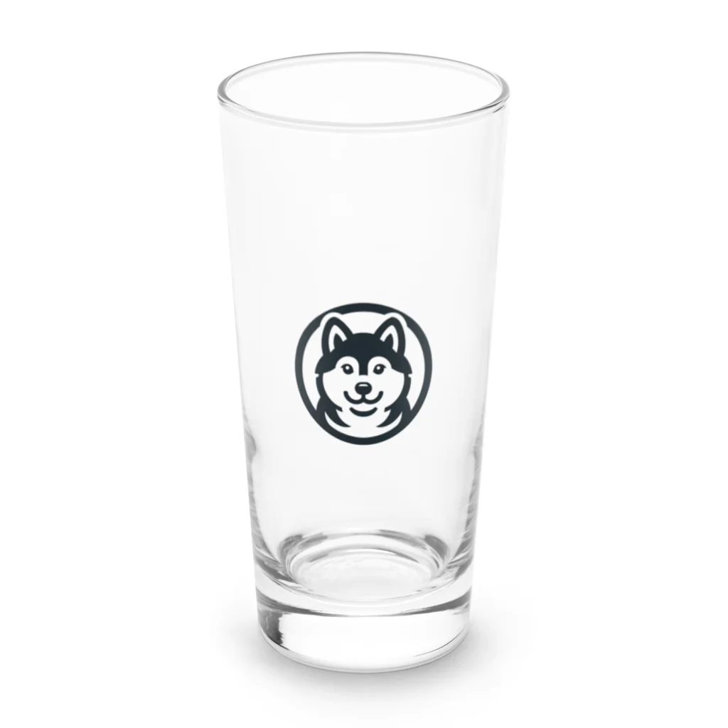 YOUSUN SHOPのブラックシバのキュートなロゴマーク Long Sized Water Glass :front