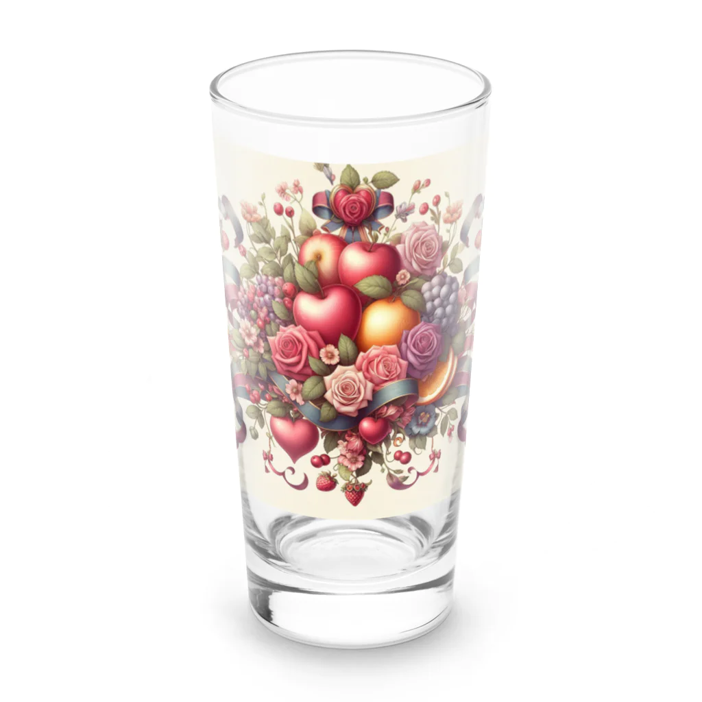 まんまるちゃんの薔薇とフルーツのSweetな香り Long Sized Water Glass :front