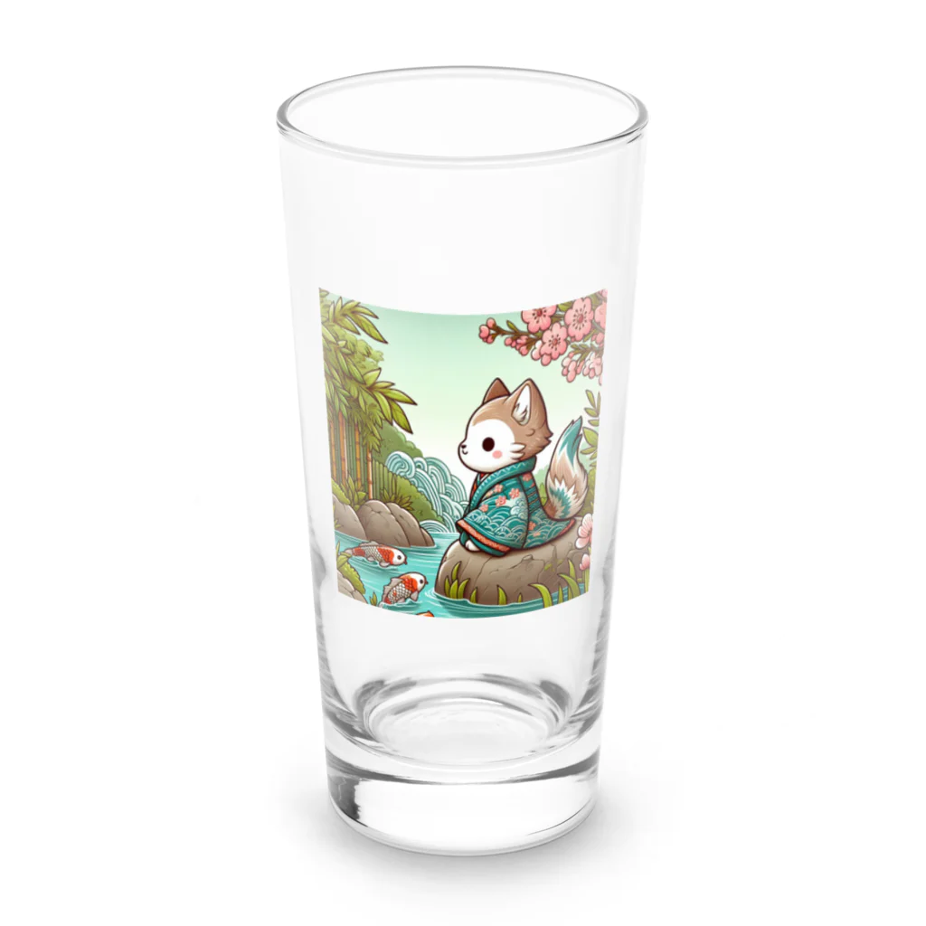 yu-chan3のほのぼの猫と鯉 Long Sized Water Glass :front