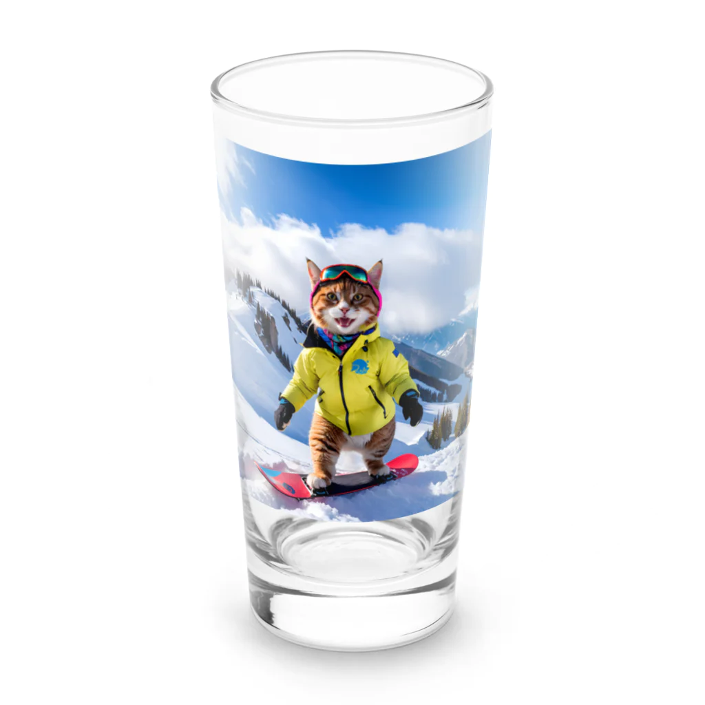 ikasumikoboのスノボ猫 Long Sized Water Glass :front