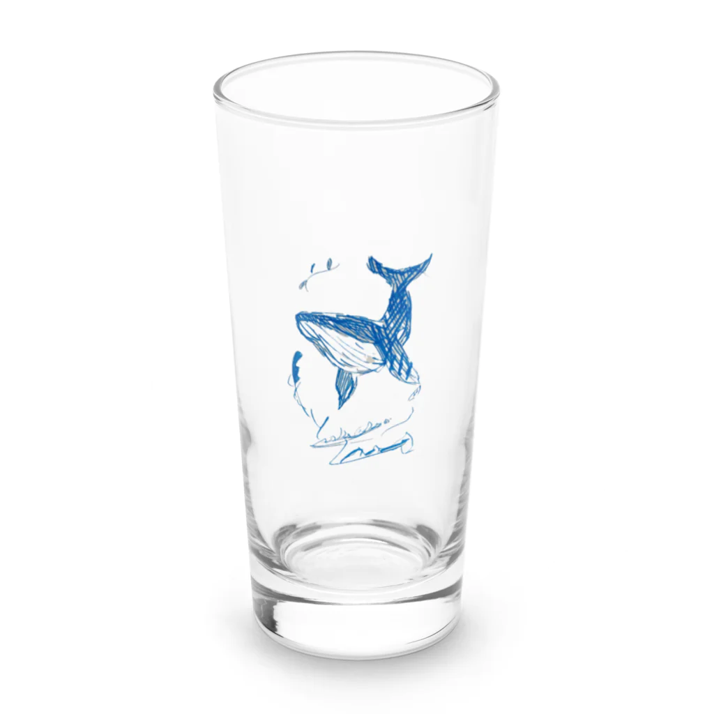 青い鳥の沖縄のくじら Long Sized Water Glass :front