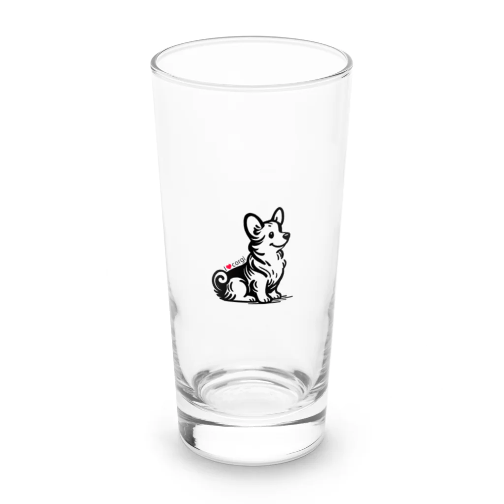 7_dog_catのコーギー Long Sized Water Glass :front