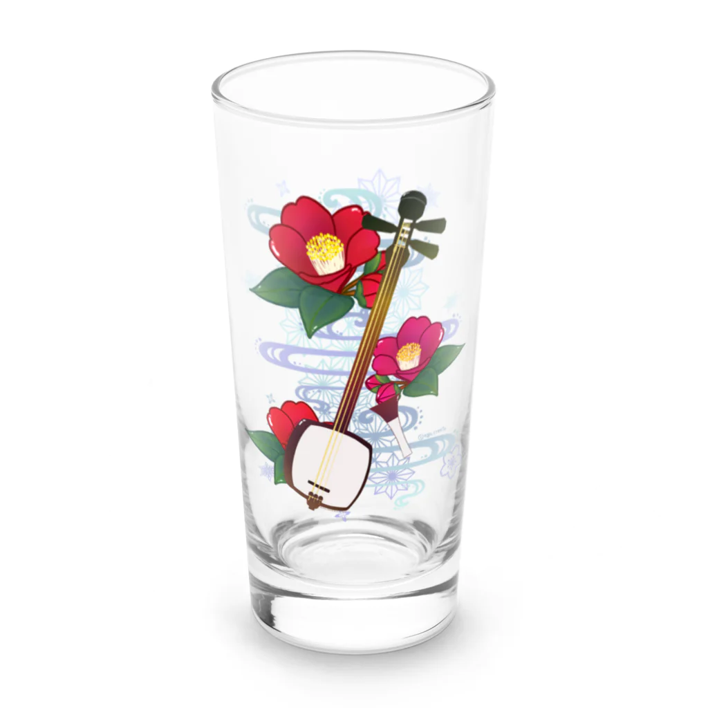 綾錦工房 りこりすの三味線 -雪月花- 【椿】 Long Sized Water Glass :front