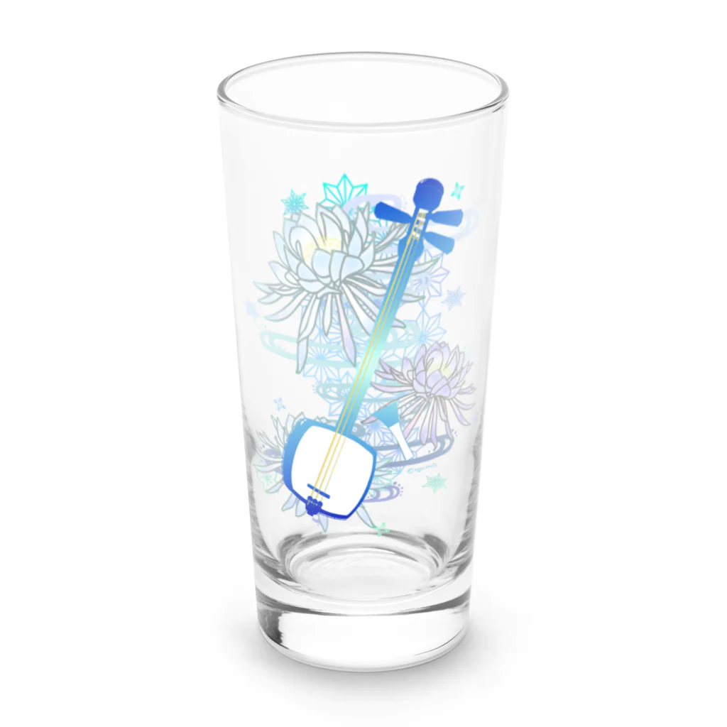 綾錦工房 りこりすの三味線 -雪月花-【月下美人】 Long Sized Water Glass :front