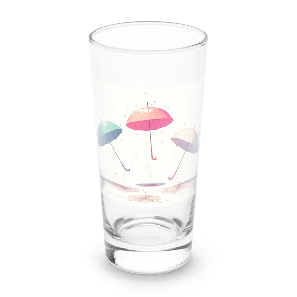 Shiro_kuroの雨で踊る傘 Long Sized Water Glass :front