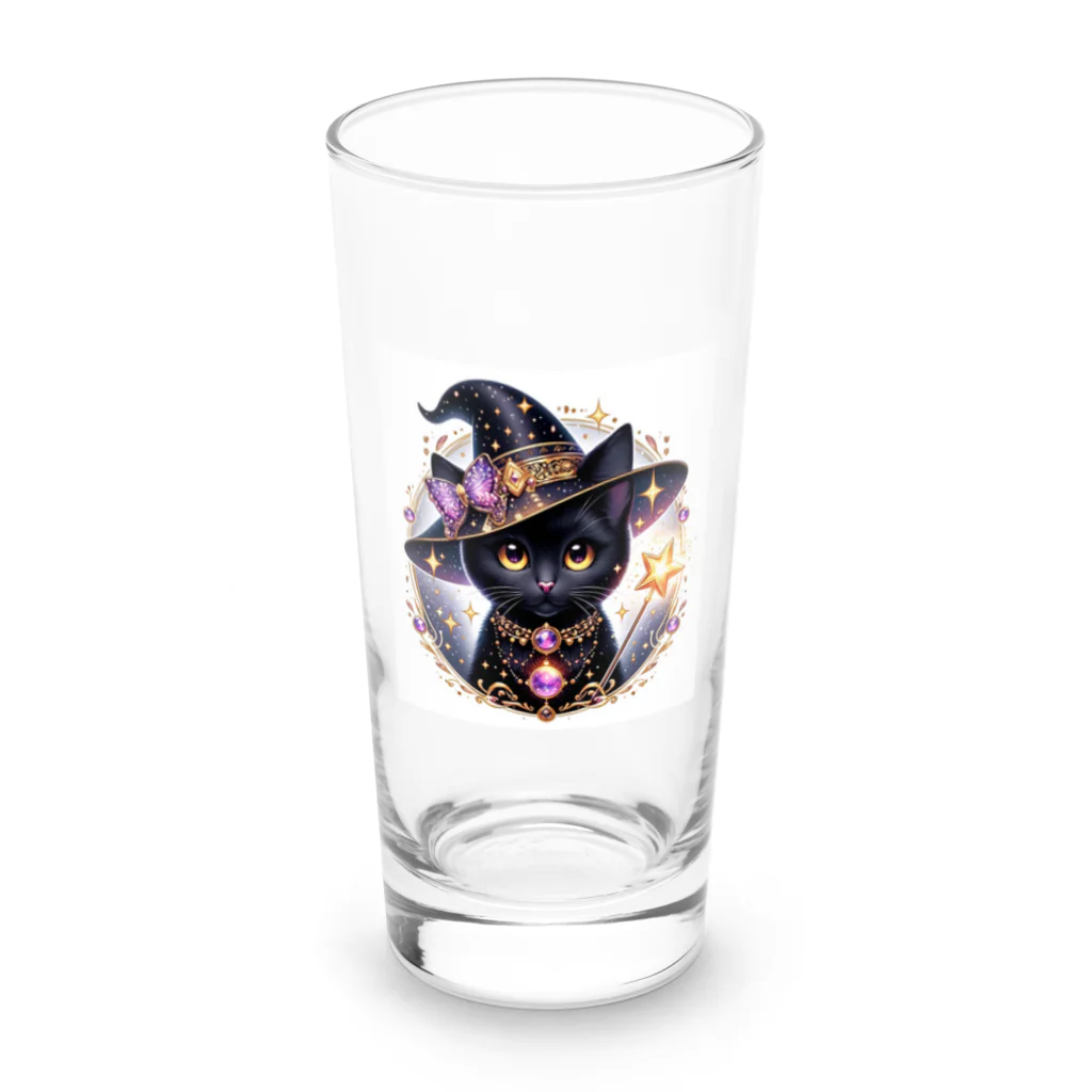 黒猫ギャラリー🐈‍⬛の黒猫の魔法使い Long Sized Water Glass :front
