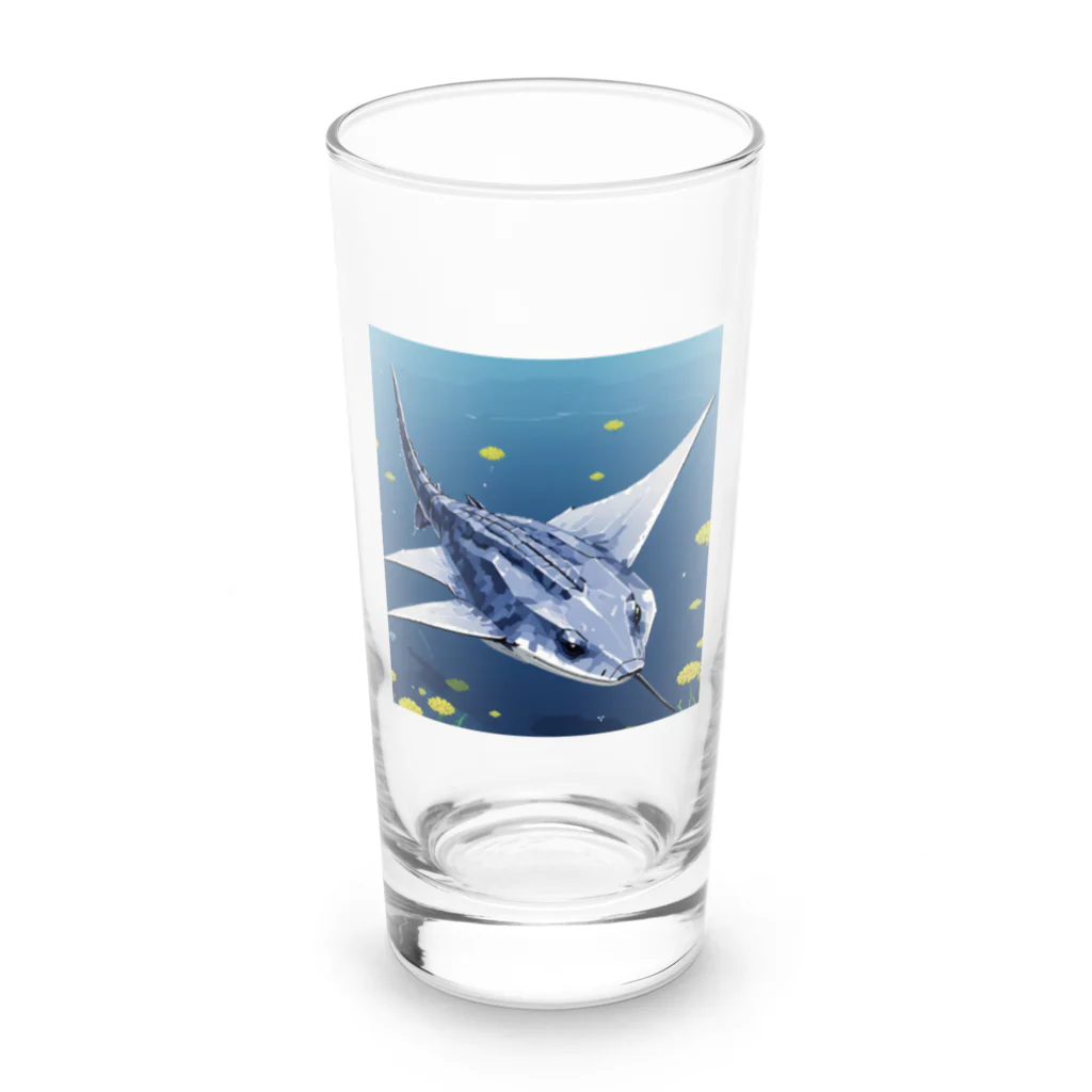 SUZURI56のドット絵ノコギリザメ Long Sized Water Glass :front