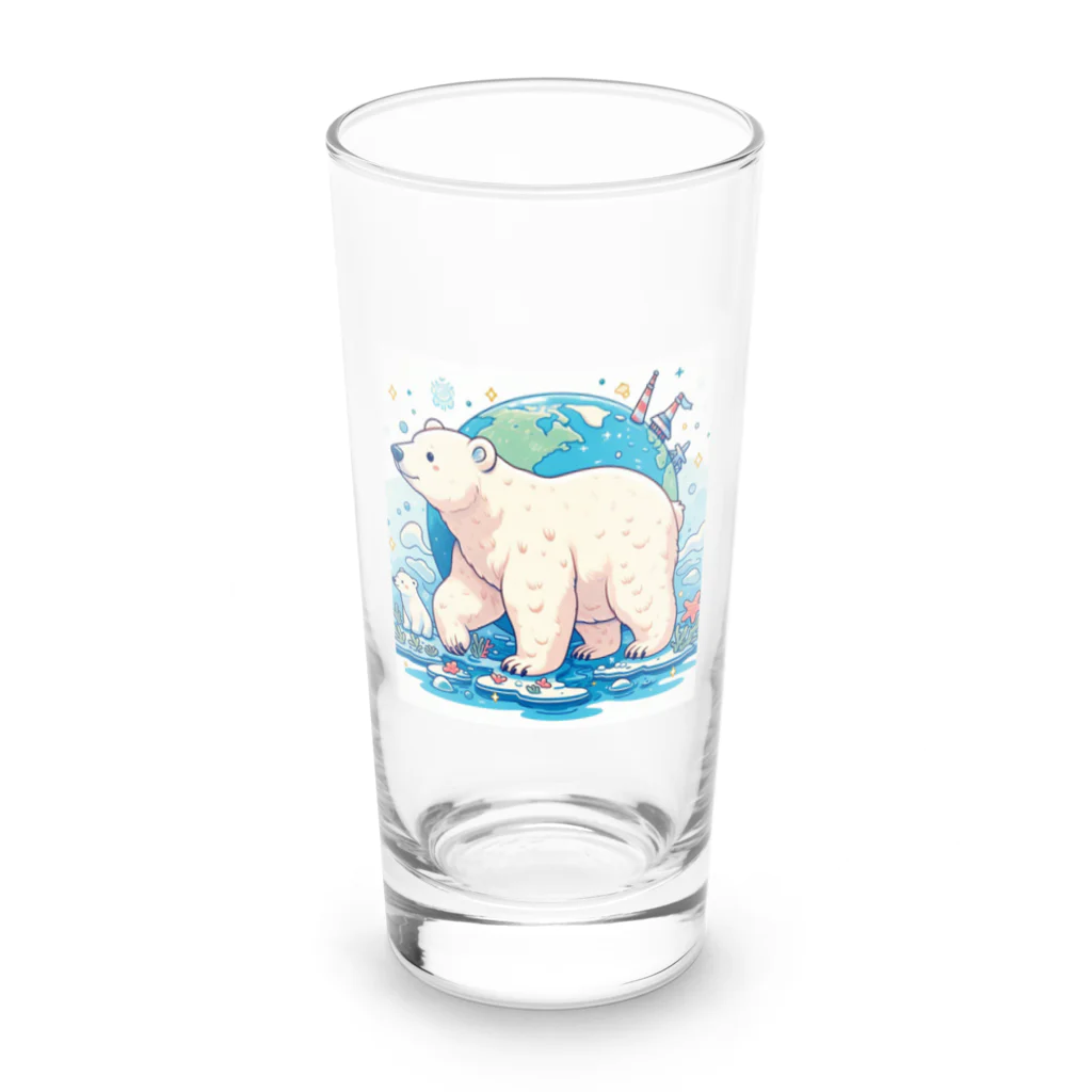 れいのホッキョクグマの冒険：地球を背景に未来へ進む姿 Long Sized Water Glass :front