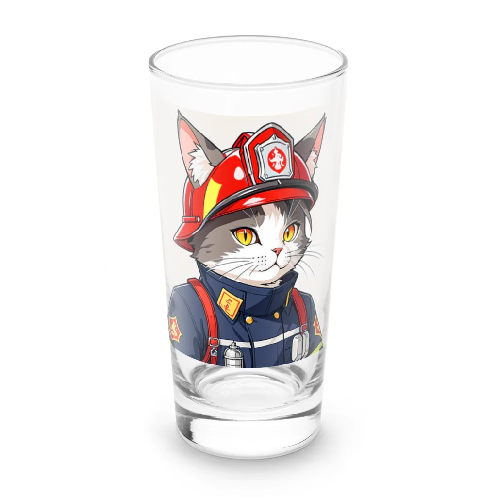 Shellの働く猫：消防士 Long Sized Water Glass :front