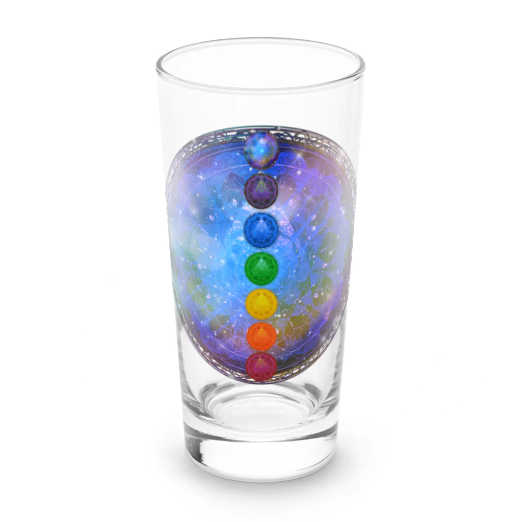 💖宇宙整体♪🌈♪こころからだチャンネル♪💖の宇宙曼荼羅　cakra version Long Sized Water Glass :front