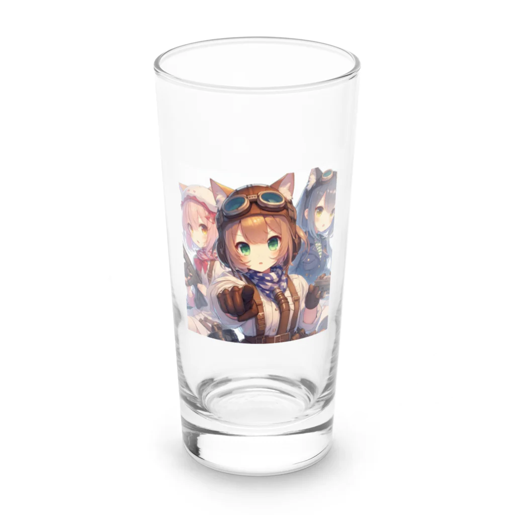 SWQAの猫パイロット仲間たち Long Sized Water Glass :front