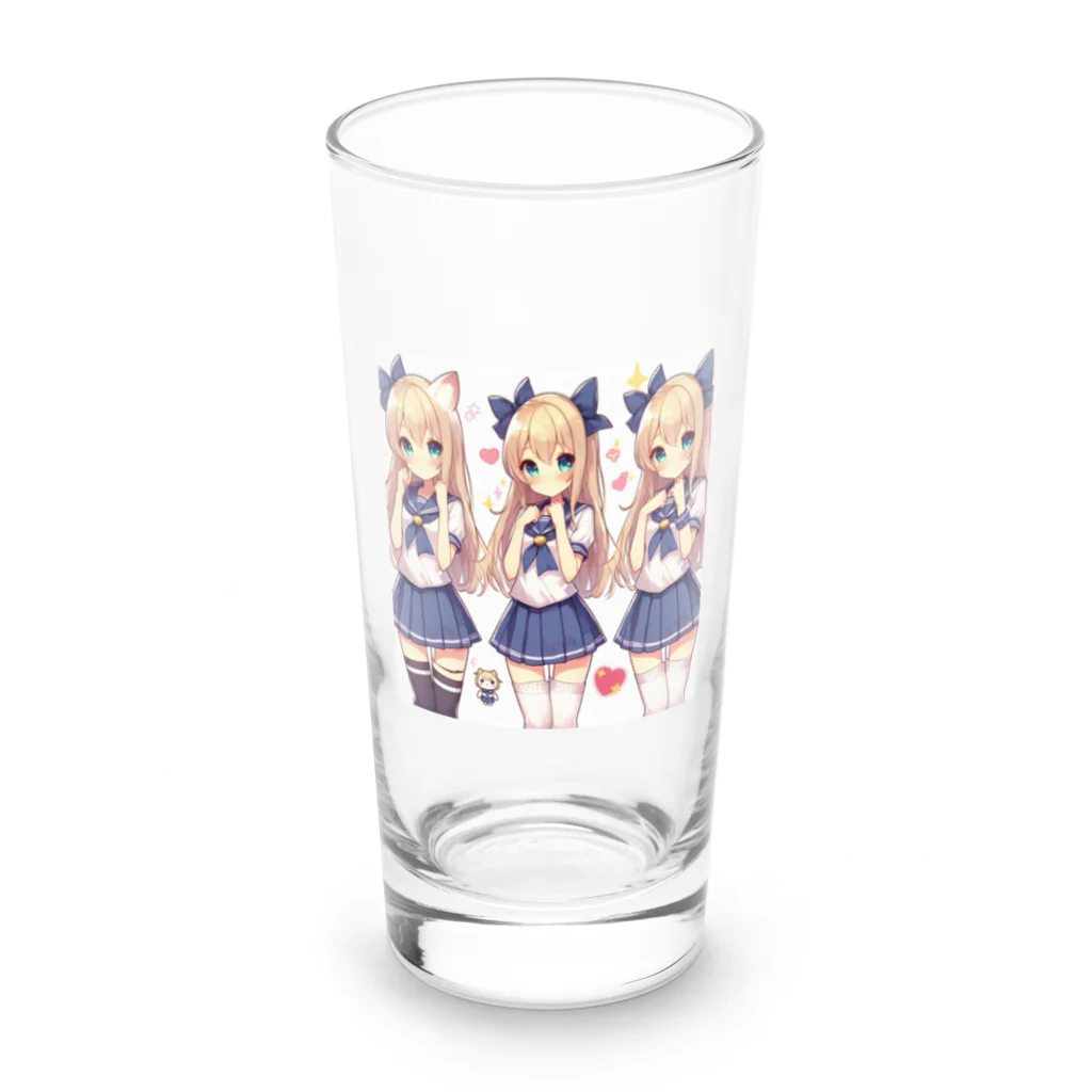 aaammmamのセーラー服　ロングヘア　美少女　アニメ　漫画　日本 Long Sized Water Glass :front