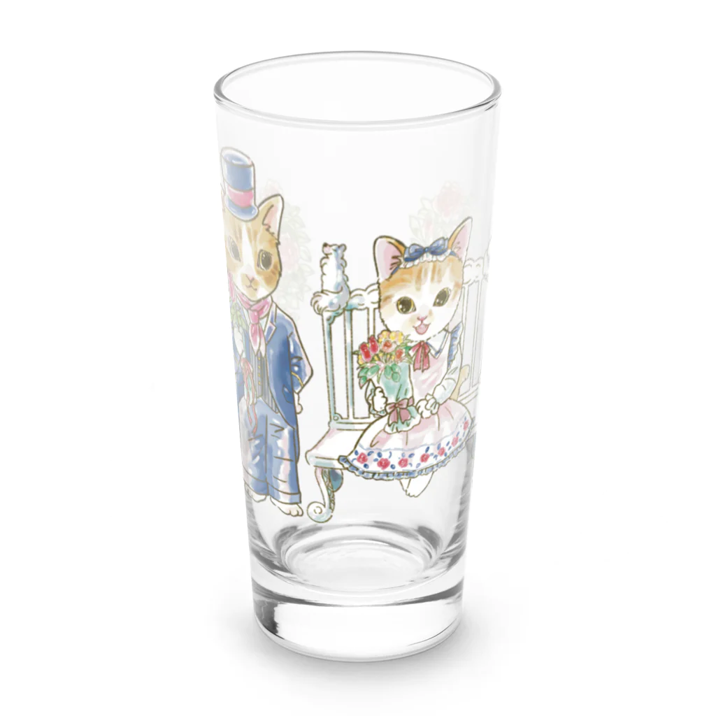 猫のきぬくんのお店のルイくんとラムちゃん　ローズガーデンツアー Long Sized Water Glass :front