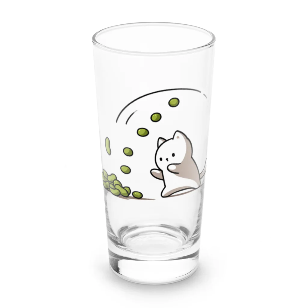 ねこ鉄道の枝豆と猫 Long Sized Water Glass :front