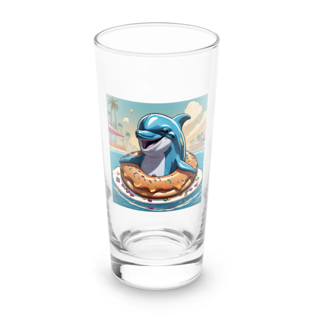 HIROYAN5935のドーナッツ好きのイルカのクーちゃん Long Sized Water Glass :front