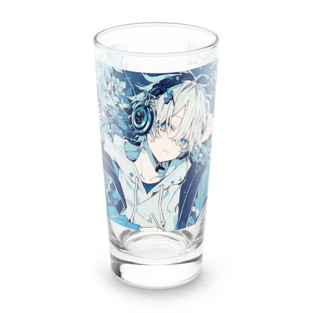 as -AIイラスト- の青いヘッドホン Long Sized Water Glass :front