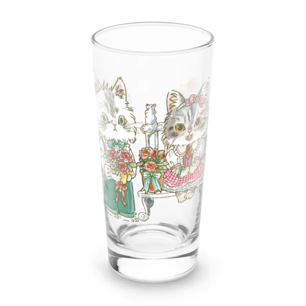 猫のきぬくんのお店のミルちゃん　ローズガーデンツアー Long Sized Water Glass :front