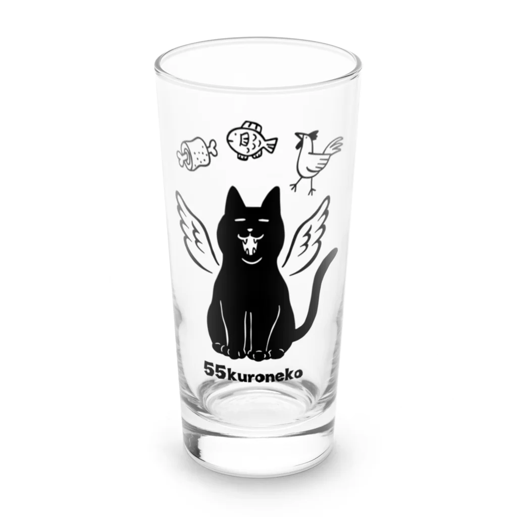 55kuronekoの黒猫に翼 Long Sized Water Glass :front