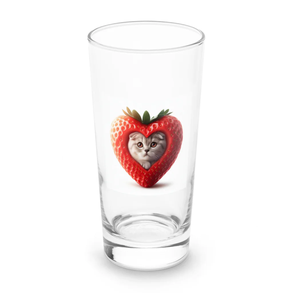 neYunのいちごねこ　すこにゃん Long Sized Water Glass :front