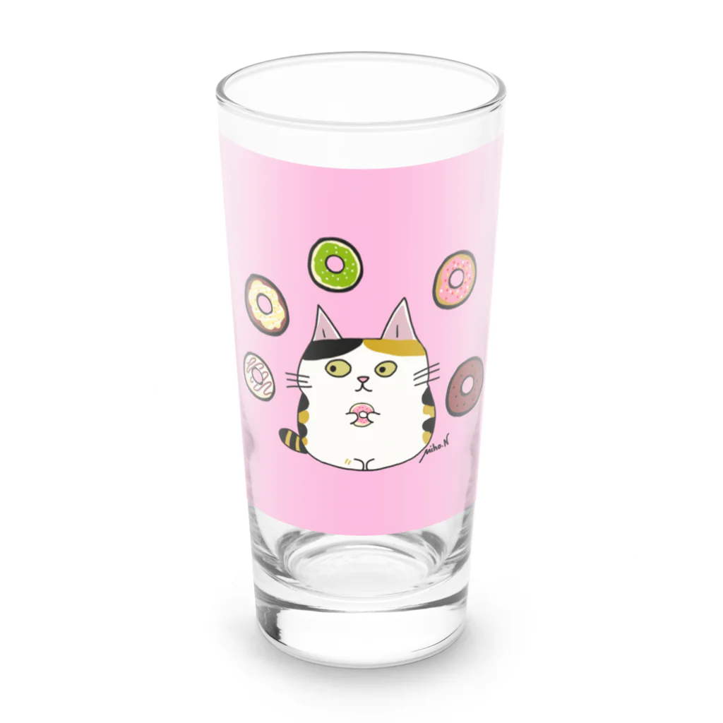 MIe-styleのドーナツみぃにゃんピンク Long Sized Water Glass :front