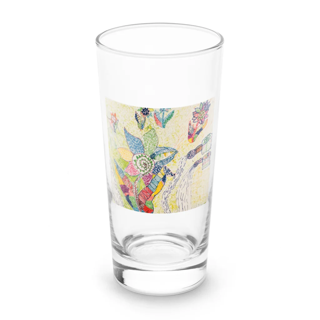 魚好きあつまれ！#かまととちゃん　#かまぼこママの海の花　カイフラワー Long Sized Water Glass :front