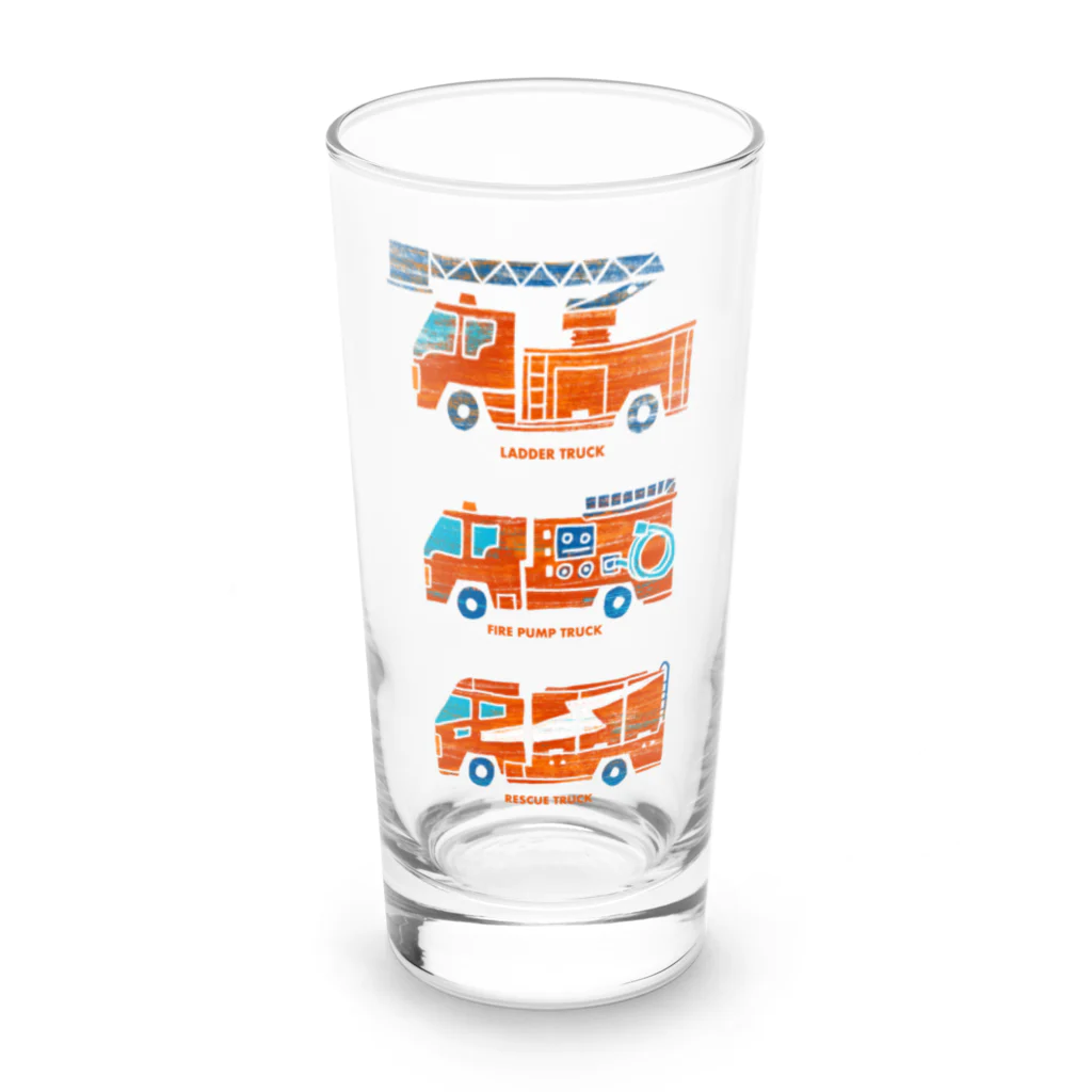 watasackの消防車（はしご車、ポンプ車、レスキュー車） Long Sized Water Glass :front