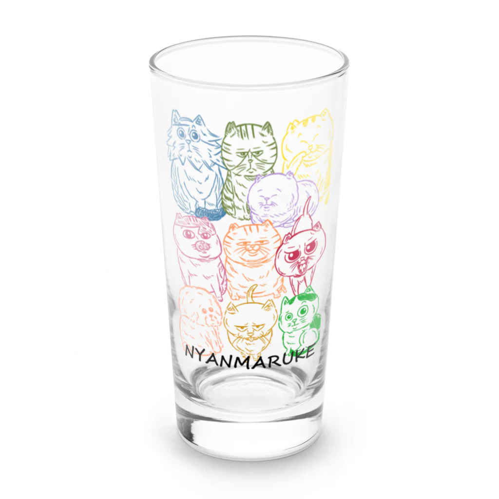 にゃんまるけのカラフルまるけ Long Sized Water Glass :front