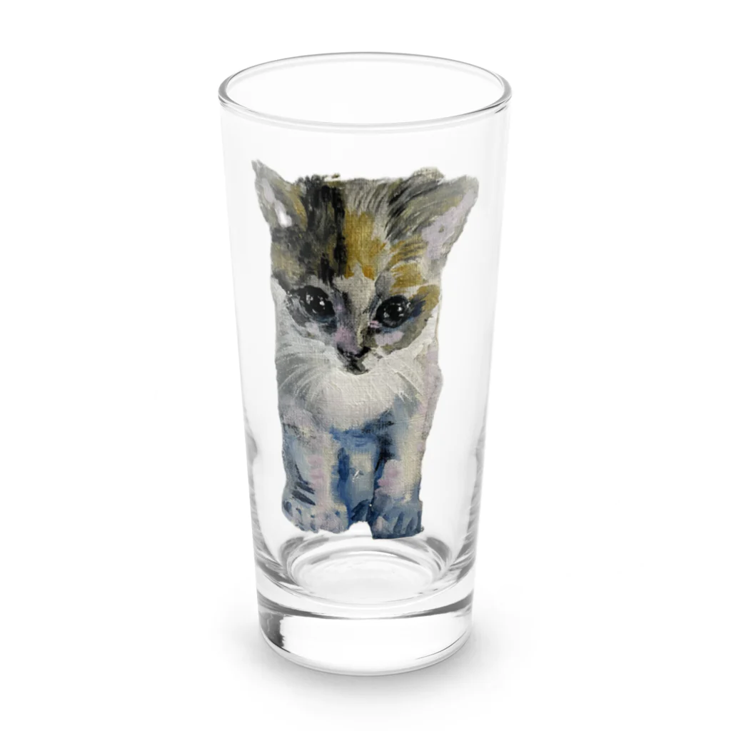 青い猫の真白 Long Sized Water Glass :front