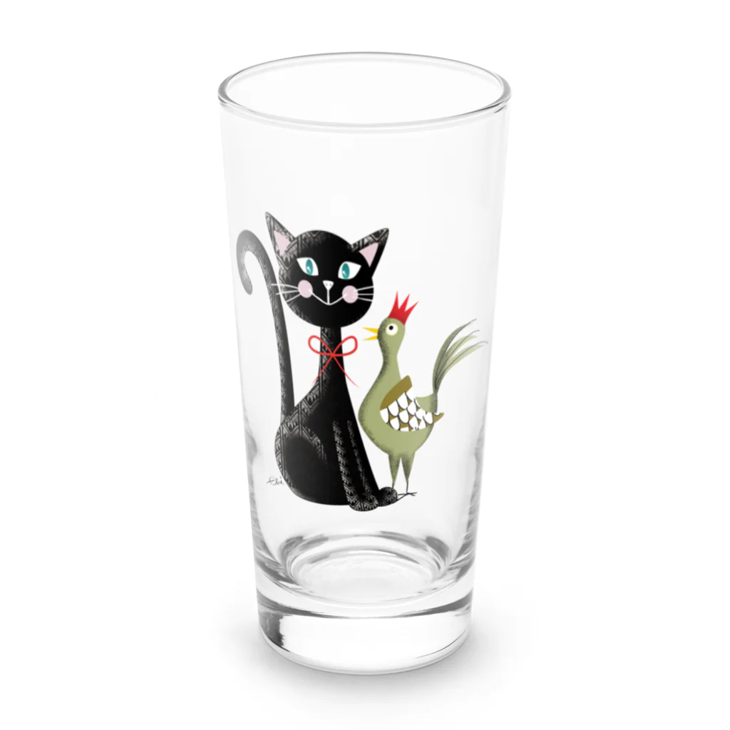 echicaのねことにわとり Long Sized Water Glass :front