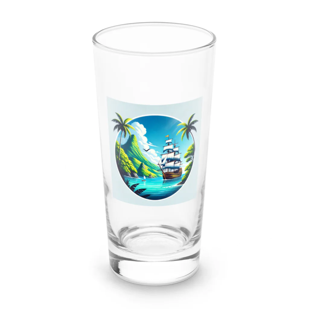 海の幸のカリブ海と船 Long Sized Water Glass :front