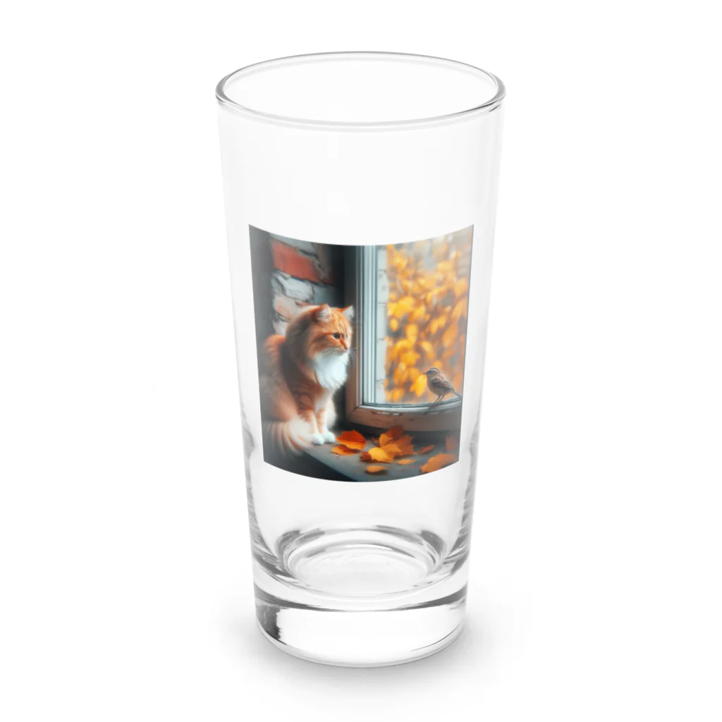 cazlandの未来を見つめる哀愁CAT Long Sized Water Glass :front