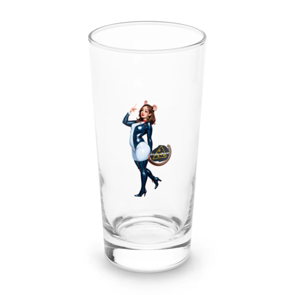 メメオカくん。のロゴ入りBitcheeeMouse③ Long Sized Water Glass :front