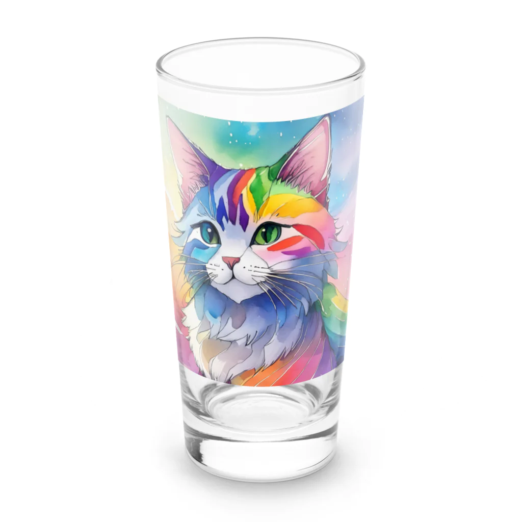 山田綾の虹色ネコちゃん Long Sized Water Glass :front