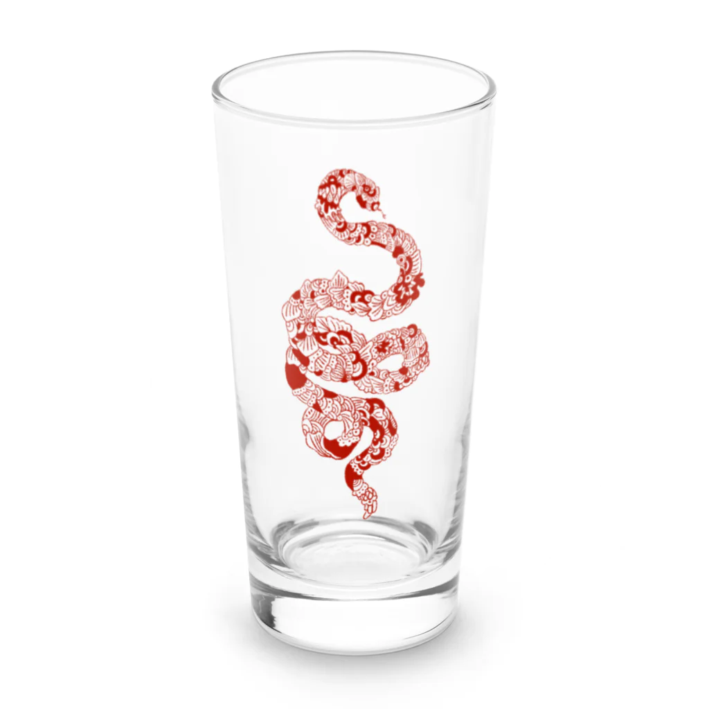 亜月の宝箱の蛇 (赤) Long Sized Water Glass :front