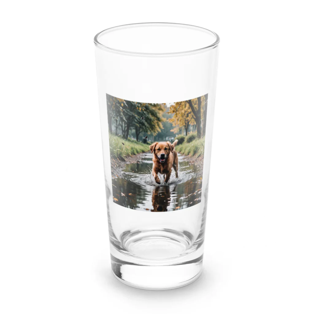 kokin0の水辺を歩く犬 dog on the water Long Sized Water Glass :front