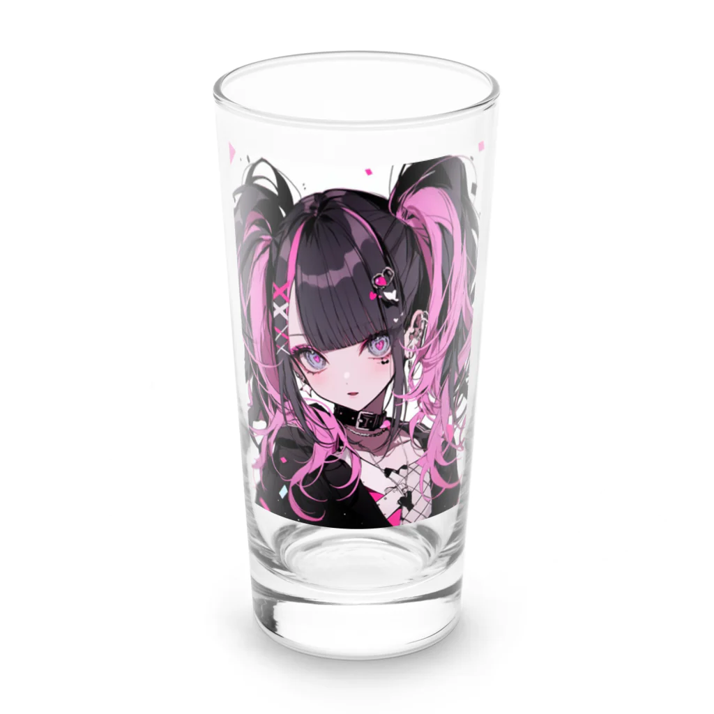 ぴよ♡のピンク髪女の子 Long Sized Water Glass :front