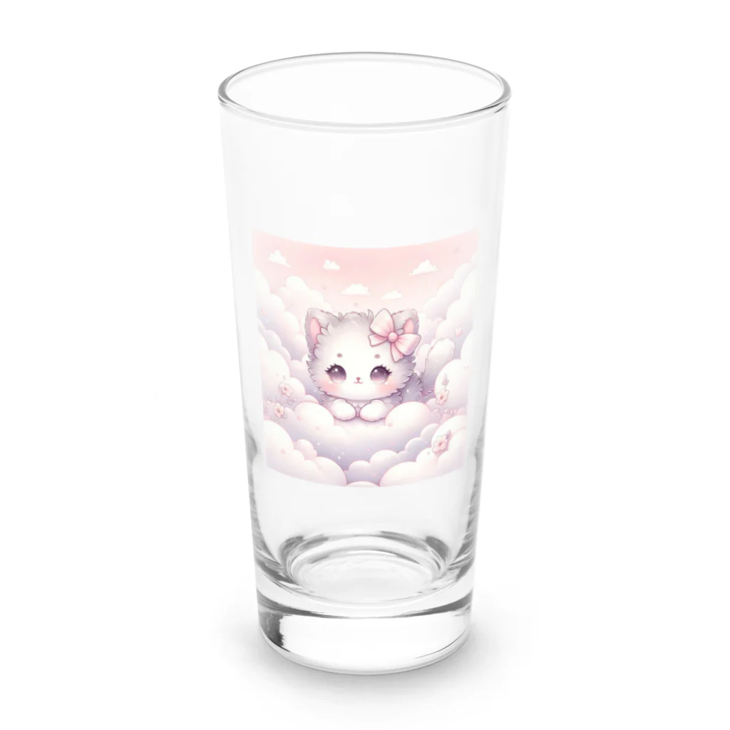 Snow-peaceの「雲の中のふわふわ子猫」 Long Sized Water Glass :front