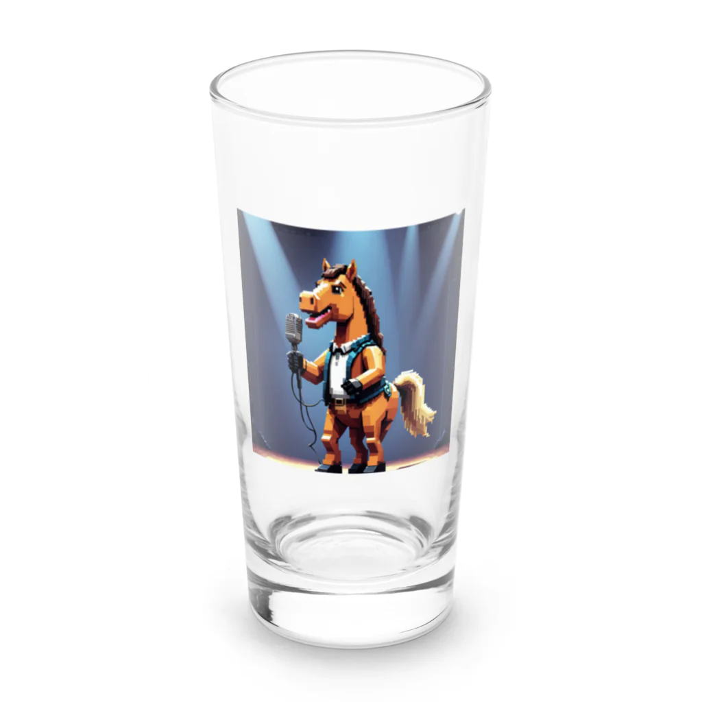 No Horse No Lifeのドット絵歌うウマノスケ君 Long Sized Water Glass :front