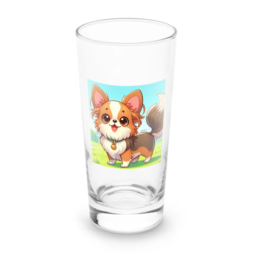 oz-chanの尻尾を振るロングコートチワワ_アニメ風1 Long Sized Water Glass :front