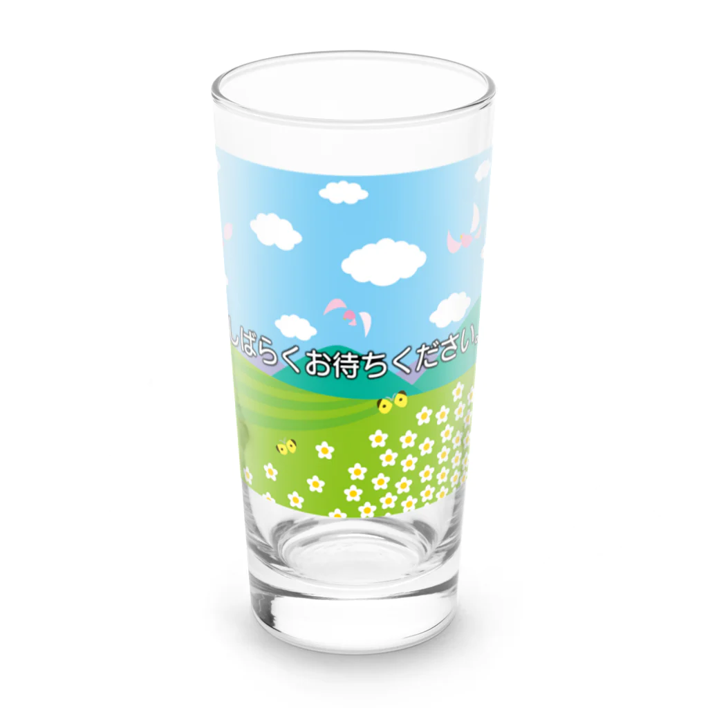 kimchinのテレビの<しばらくお待ちください>のテロップ画面 Long Sized Water Glass :front