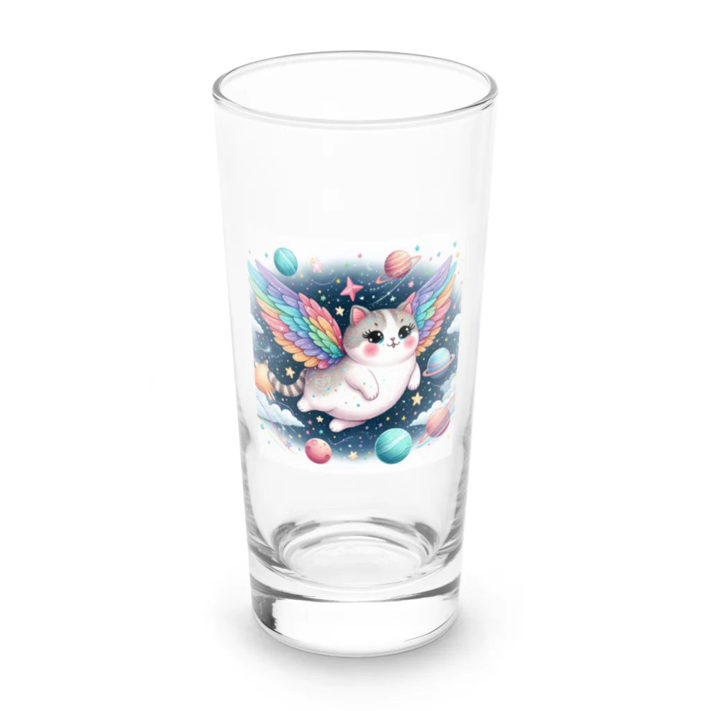 キャットパラダイス☆彡のユニ猫　宇宙空間 Long Sized Water Glass :front