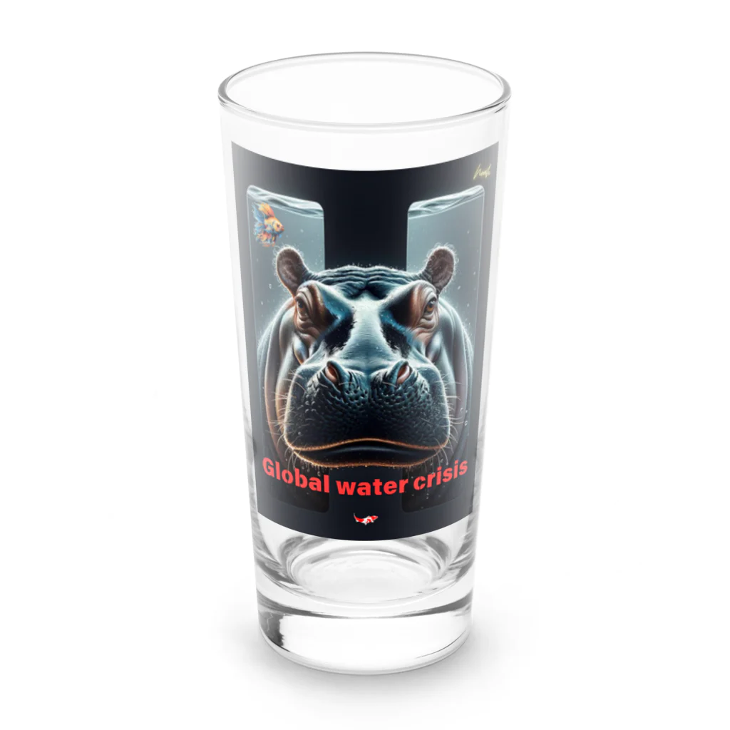 NaturalCanvasのhippo  * Global water crisis Long Sized Water Glass :front