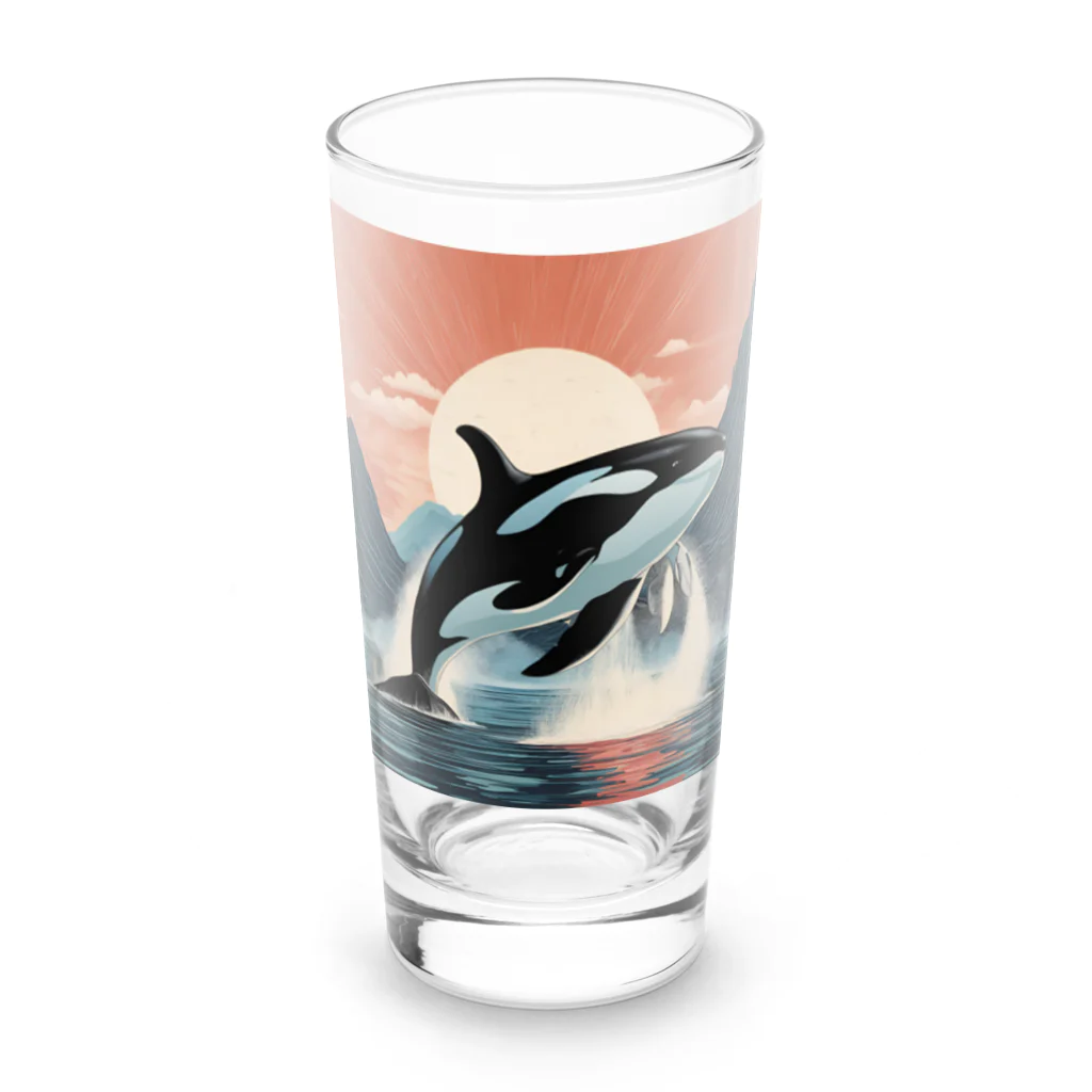 はちみつあめの夕日のシャチ Long Sized Water Glass :front