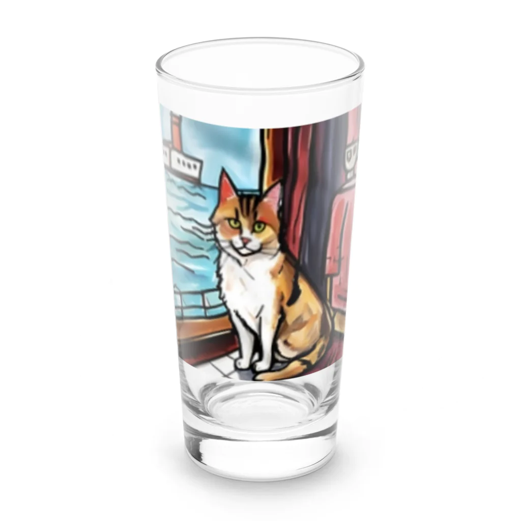 Ppit8の豪華客船の旅はいいにゃー Long Sized Water Glass :front