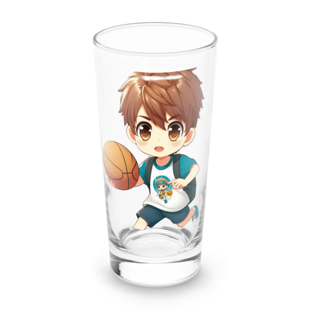 可愛い男の子イラスト販売所　By,keicyanの男の子　中学1年生　バスケットボール部 Long Sized Water Glass :front