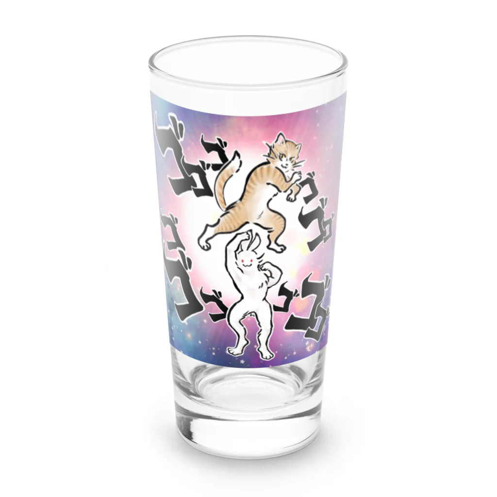 にゃんまゆ工房のゴゴゴ銀河のうさぎねこ Long Sized Water Glass :front