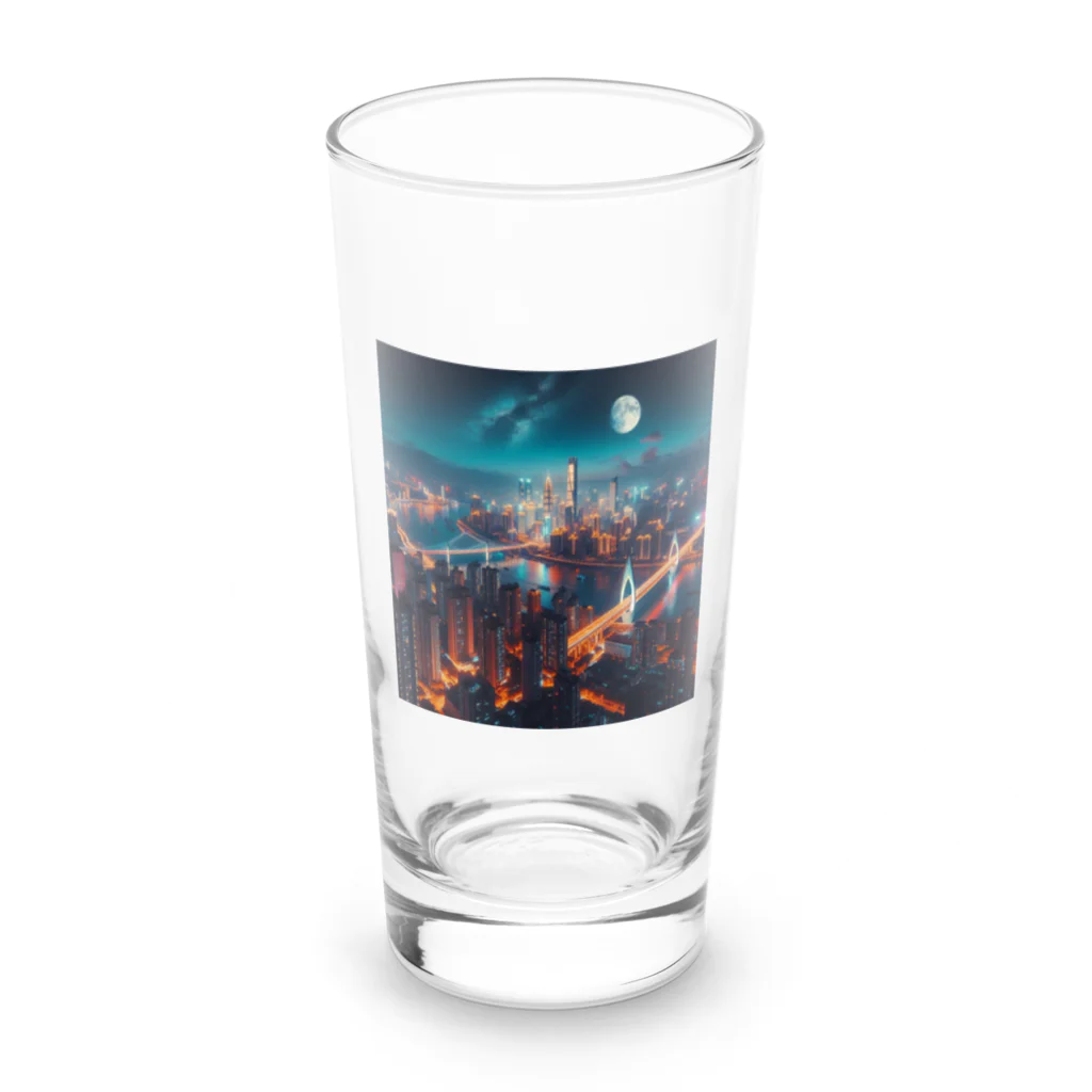 Teesignsの月夜に輝く未来都市 Long Sized Water Glass :front