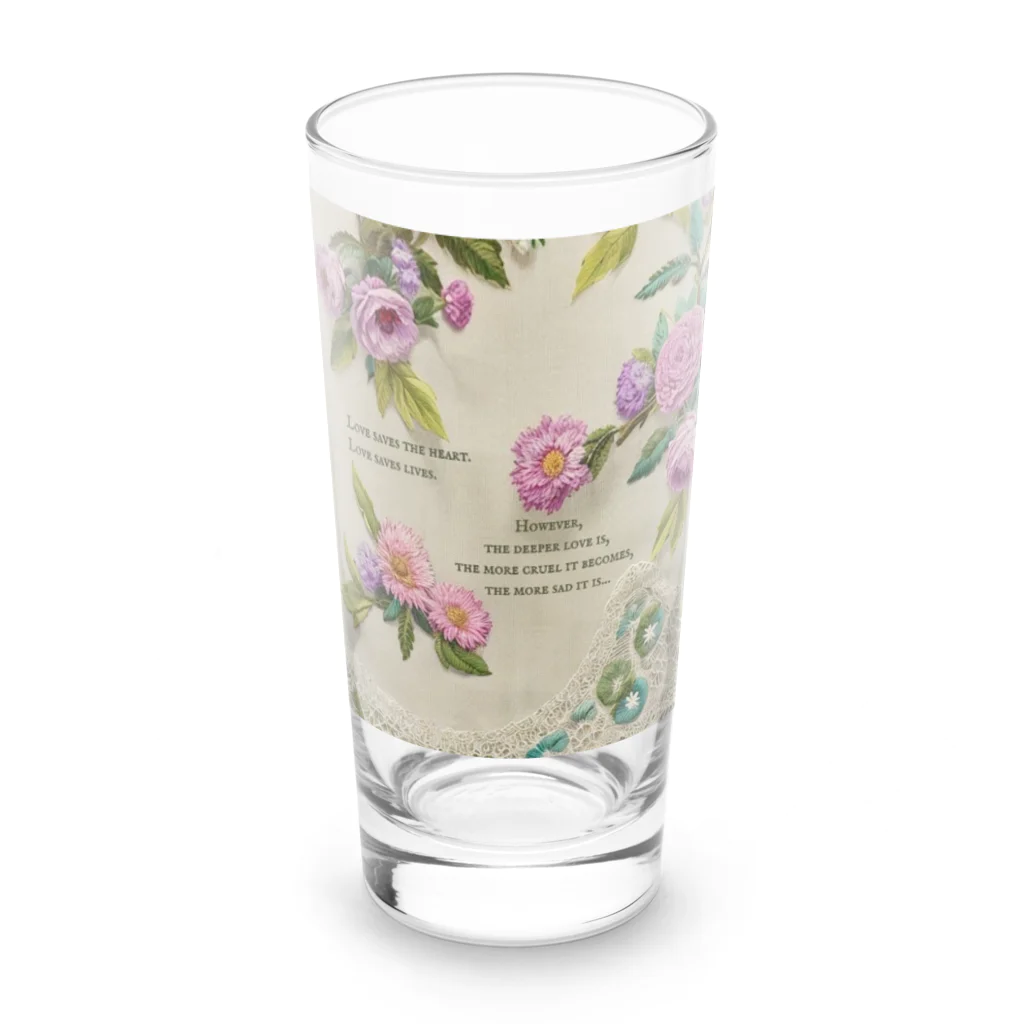 【ホラー専門店】ジルショップの花の刺繍のビンテージデザイン② ロンググラス前面